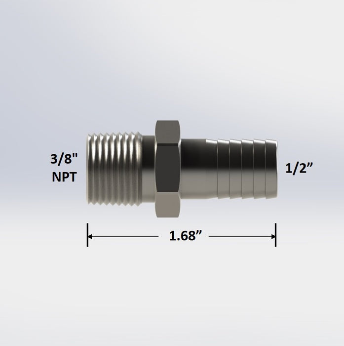 3297: 3/8" Male NPT x 1/2" Barb Hose Adapter