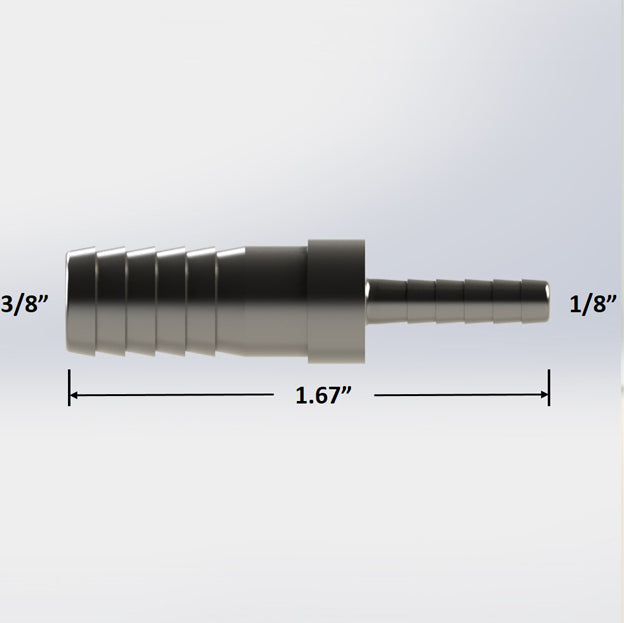 7118: 1/8" x 3/8" Barbed Splicer - Reducer