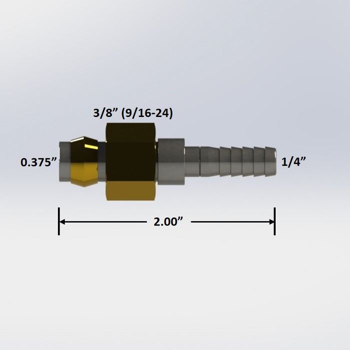 7280:  3/8″ Female Flare Compression to 1/4″ Barb
