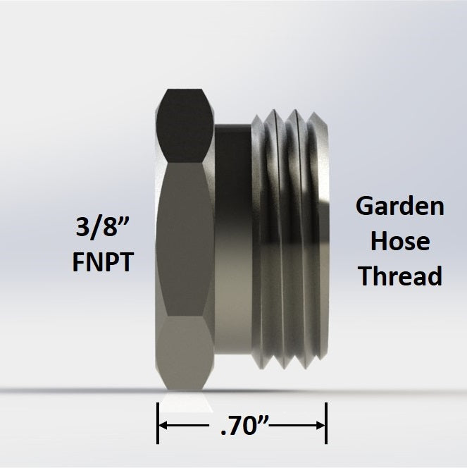9022: 3/8" Female NPT to Male Garden Hose Adapter