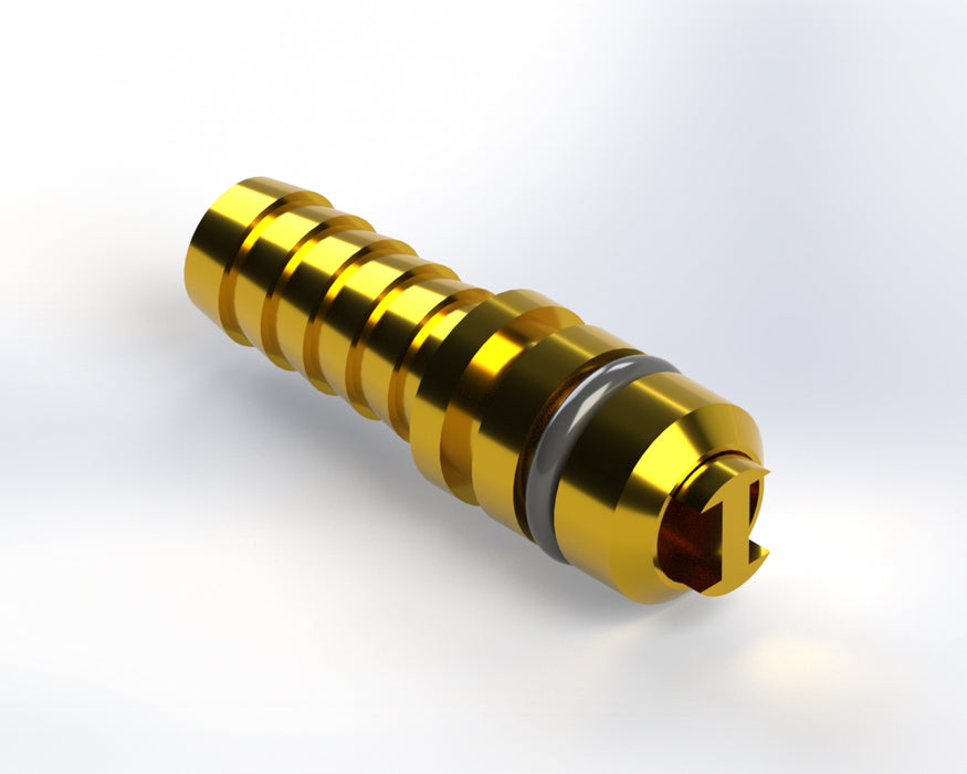 1153: Brass Flojet Check Valve - 1/4" Barb Straight CO2 Inlet Fitting