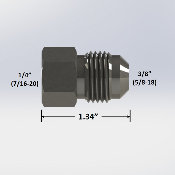 3082:  1/4" Female Flare to 3/8" Male Flare Adapter