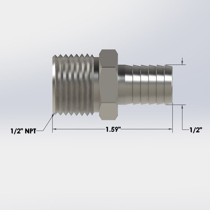 thumbnail image 2 of 2 Pack Stainless Steel Hose Barb To NPT Male Adapter, 1/4 2 of 11