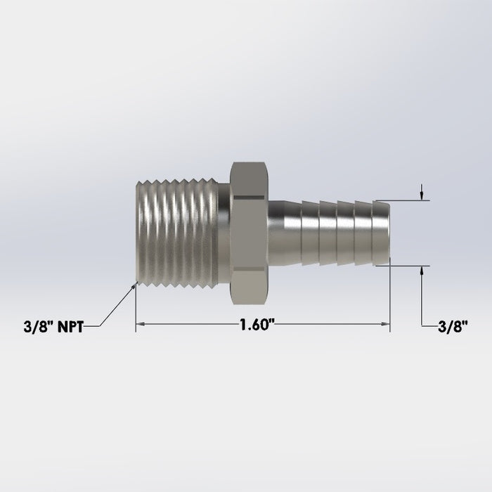 3241:  3/8″ Male NPT to 3/8″ Barb Hose Adapter
