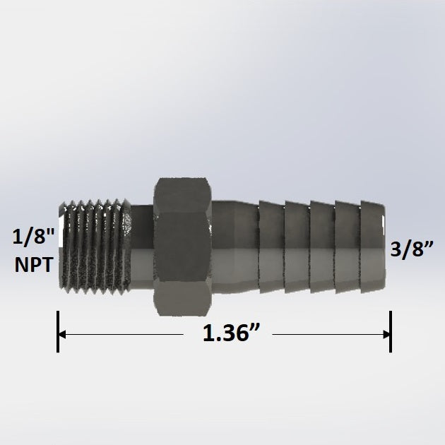 3278:  1/8" Male NPT x 3/8" Barb Hose Adapter