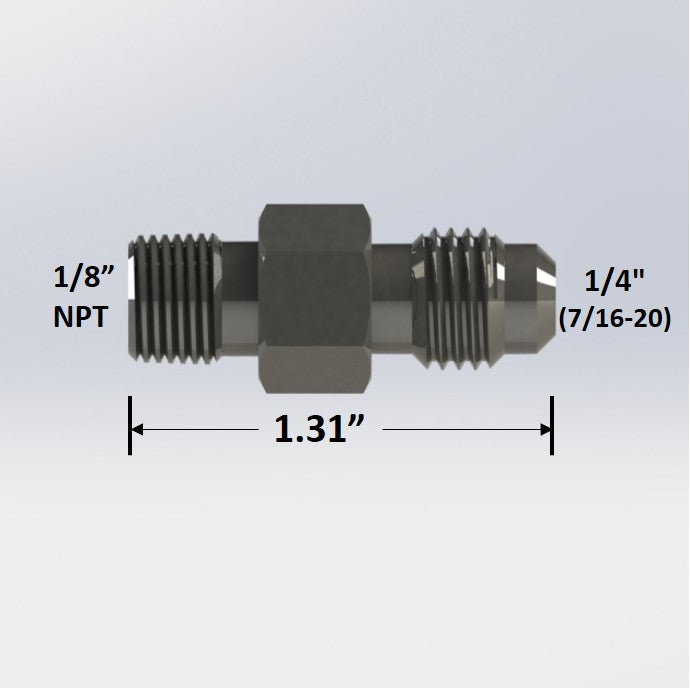 3290:  1/8" Male NPT to 1/4" Male Flare Adapter