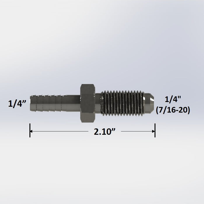 3305:  1/4″ Male Flare to 1/4″ Barb Bulkhead Adapter