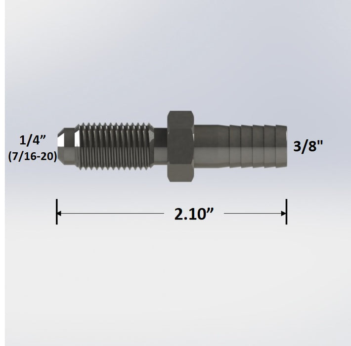 3306:  1/4″ Male Flare to 3/8″ Barb Bulkhead Adapter