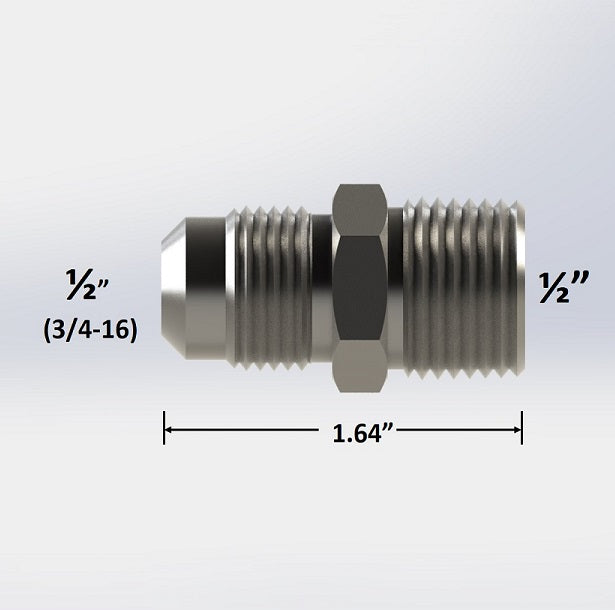 3327:  1/2" Male NPT to 1/2" Male Flare Adapter