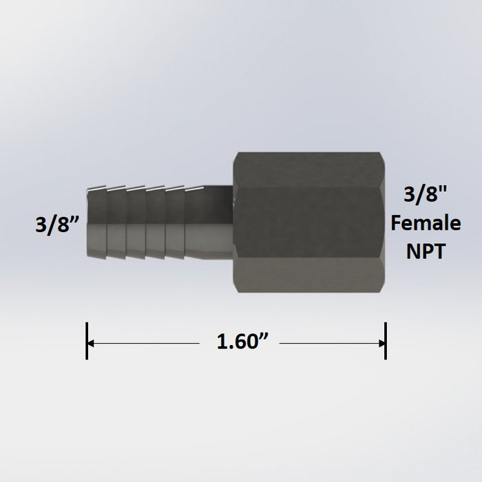 3344:  3/8" Female NPT to 3/8" Barb Adapter