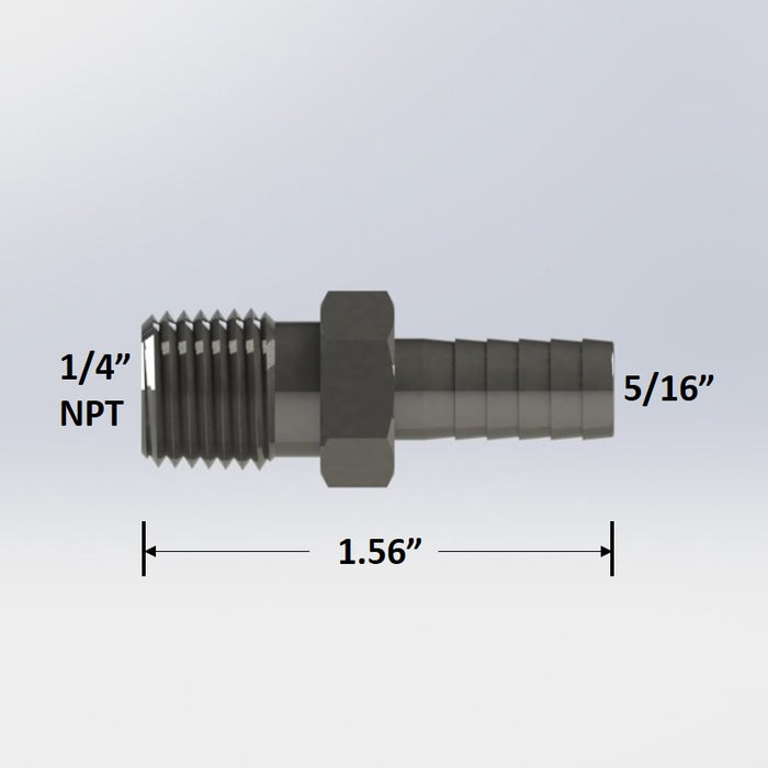 3361:  1/4" Male NPT to 5/16" Barb Adapter