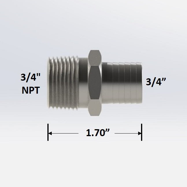 3367:  3/4" Male NPT to 3/4" Barb Adapter