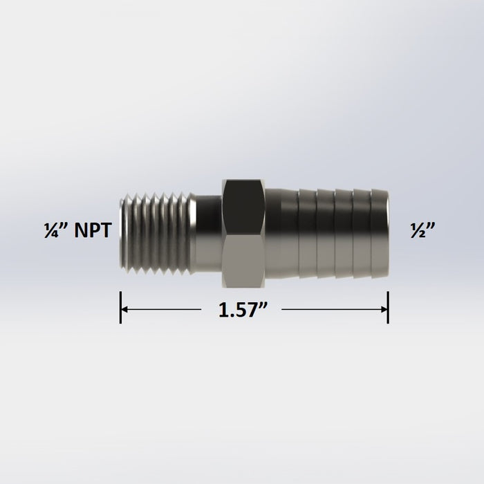 3378:  1/4" Male NPT to 1/2" Barb Adapter