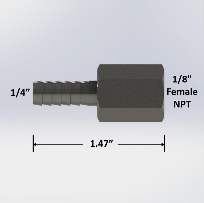 Dynapex Brass Pipe Fitting – 1/4" NPT Female To 1/8" Or 4mm Barb Hose ID Adapter For Fuel Or Gas