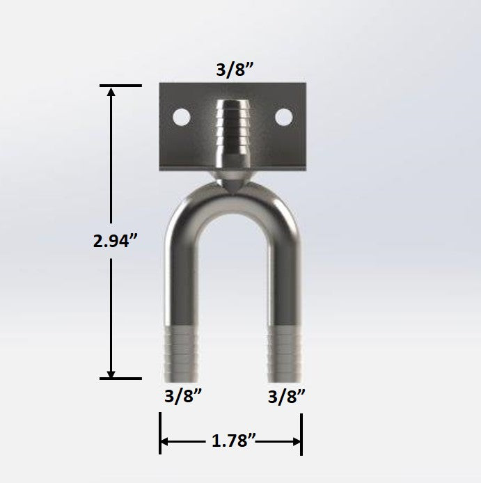 4024:  3/8" Barbed U-Bend Manifold - Stainless Wall Bracket