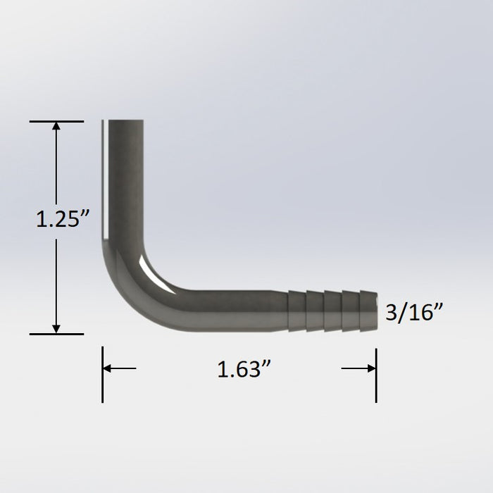 4031:  3/16" Barb to 1/4" Smooth Tube Elbow