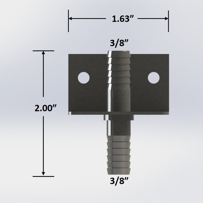 4119:  3/8″ Barbed Straight Splicer - Stainless Wall Bracket