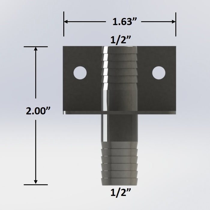 4217:  1/2″ Barbed Straight Splicer - Stainless Wall Bracket