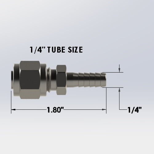 7037:  1/4″ OD Tube Compression to 1/4″ Barb
