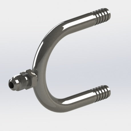 7085:  3/8″ Barbed Ubend Manifold with 1/4" Male Flare