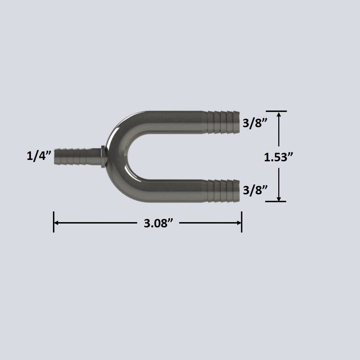 7094:  3/8″ Barbed Ubend Manifold with 1/4" Barb