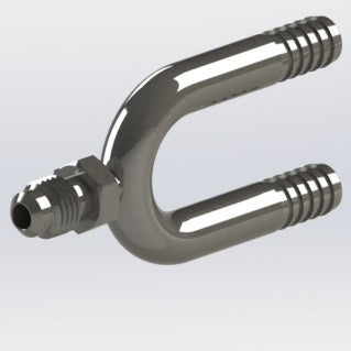7127:  3/8″ Barbed Ubend Manifold with 1/4" Male Flare