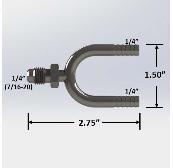 7155:  1/4″ Barbed Ubend Manifold with 1/4" Male Flare