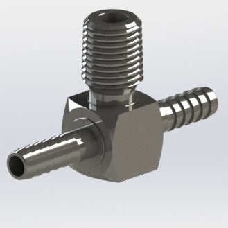 7182:  1/4″ Barbed Tee with 1/4″ Male NPT