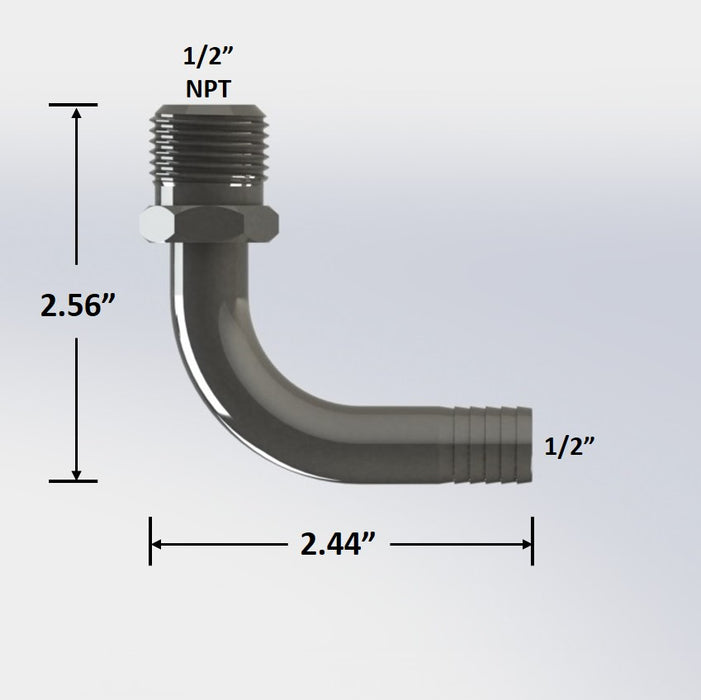 7186:  1/2″ Male NPT to 1/2″ Barb Elbow