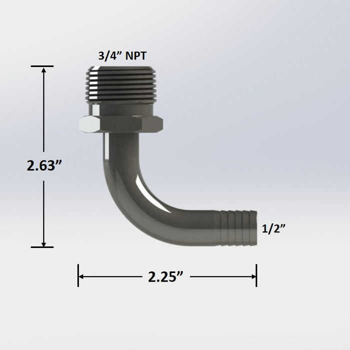 7215:  3/4″ Male NPT to 1/2″ Barb Elbow