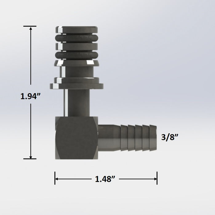 7273:  Shurflo Quick Connect to 3/8" Barb Elbow