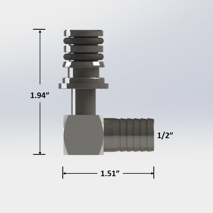 7277:  Shurflo Quick Connect to 1/2" Barb Elbow