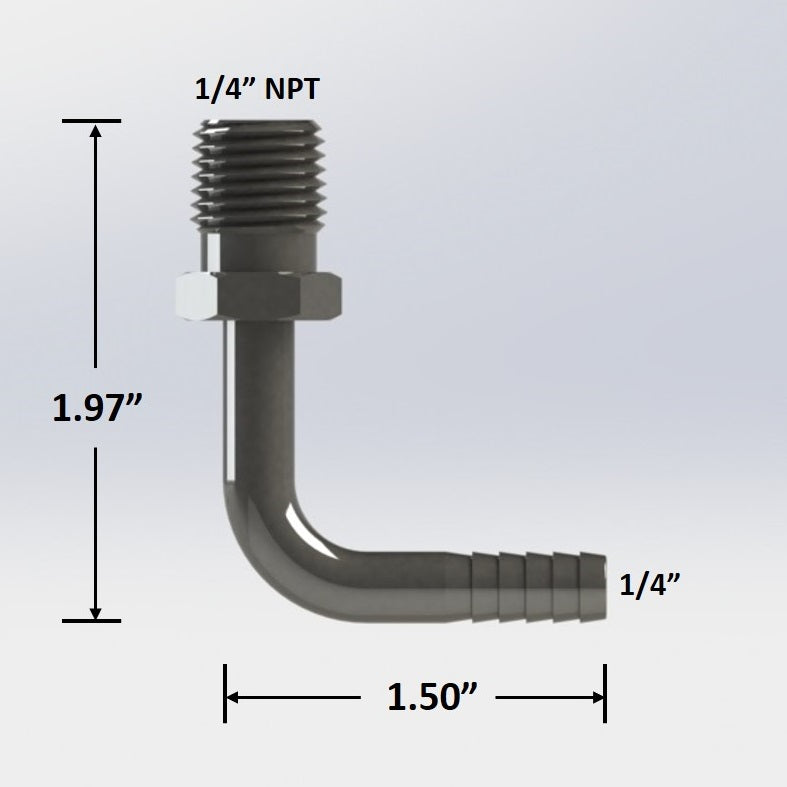 7299: 1/4″ Male NPT to 1/4″ Barb Elbow — Fittings, Inc.