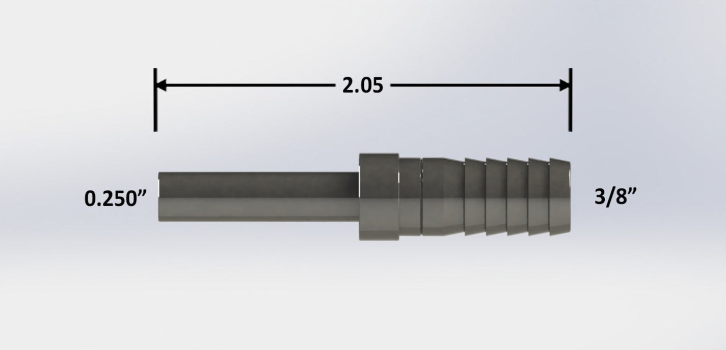 7404:  3/8″ Barb to 1/4″ Smooth Tube Adapter