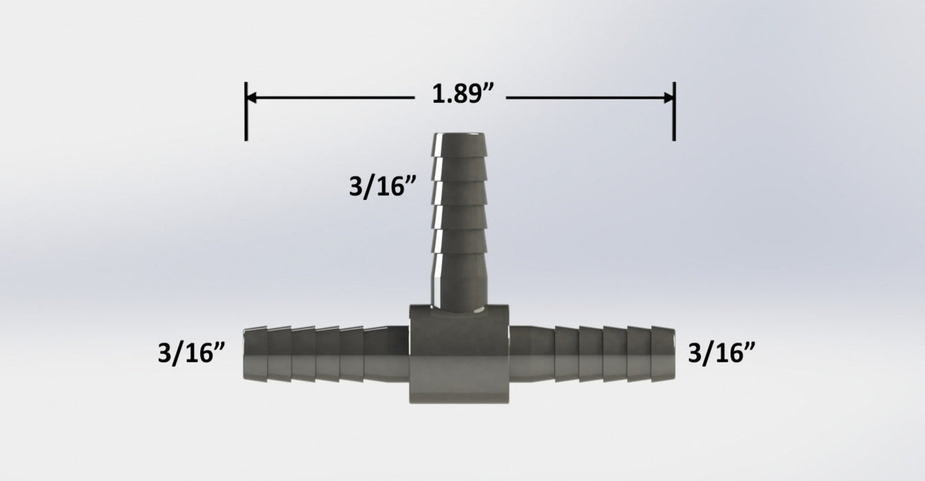 7536:  3/16″ Barbed Tee