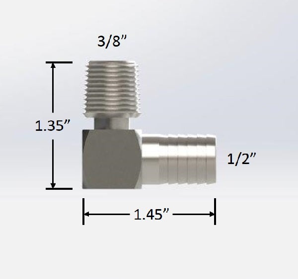 7544:  3/8" Male NPT to 1/2" Barb Elbow