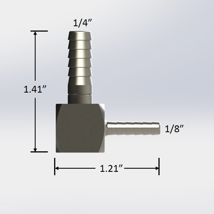 7573:  1/4" to 1/8" Barb Elbow
