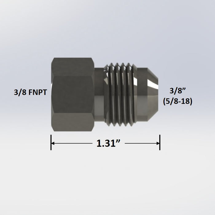 7611:  3/8" Female NPT to 3/8" Male Flare Adapter
