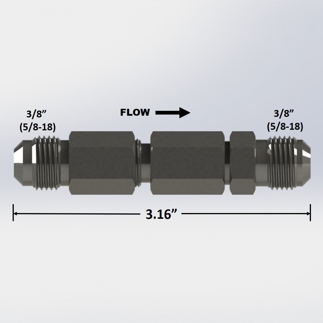 8076: 3/8" Male Flare to 3/8" Male Flare Check Valve - Double Ball
