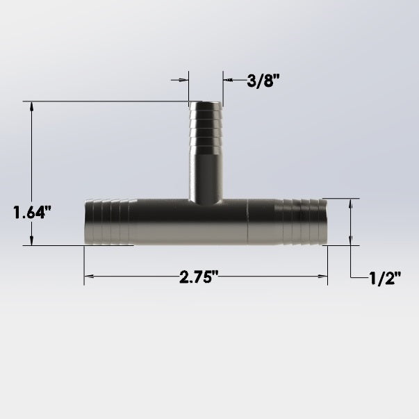 9080:  1/2" Barbed Run to 3/8" Barb Tee - Economy