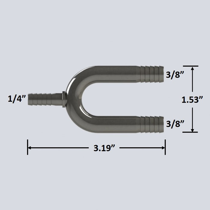 9094:  3/8″ Barbed Ubend Manifold with 1/4" Barb